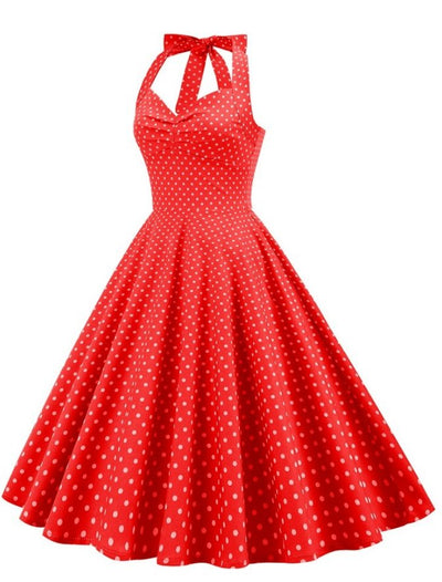 Vintage Sexet Pin Up Rød Kjole