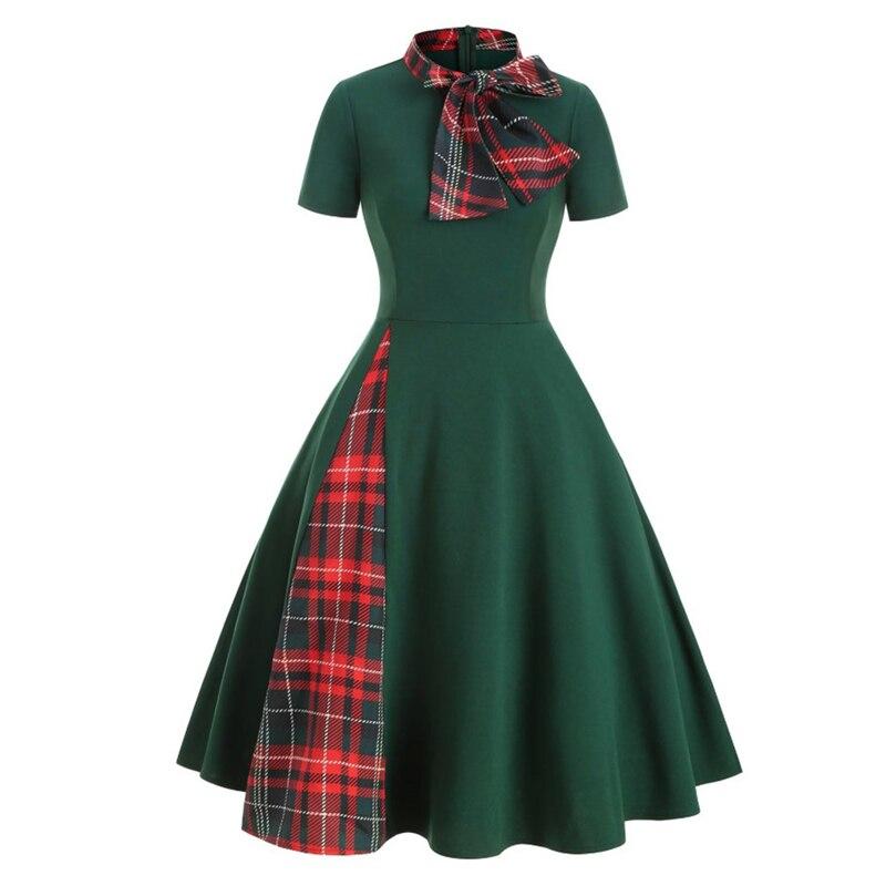 Vintage Grøn Tartan Kjole