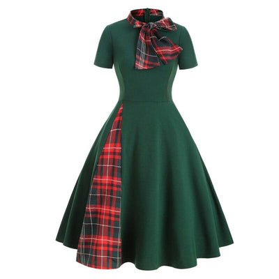 Vintage Grøn Tartan Kjole