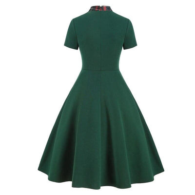 Vintage Grøn Tartan Kjole