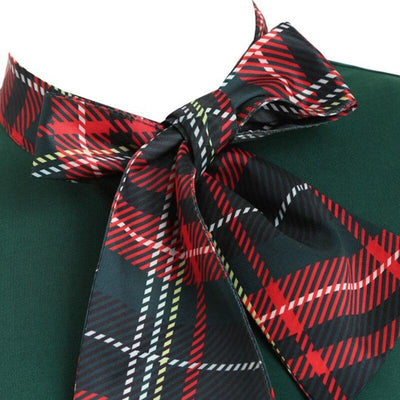 Vintage Grøn Tartan Kjole