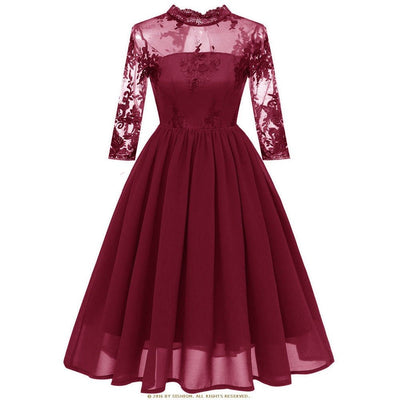 Vintage Bourgogne Voile Kjole