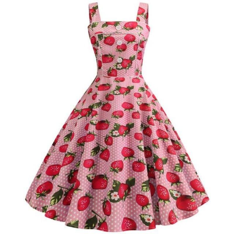Vintage 1950 Strawberry Pink Kjole