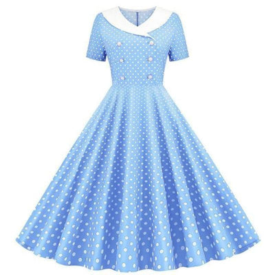 50'er Himmelblå Polka Dot Kjole