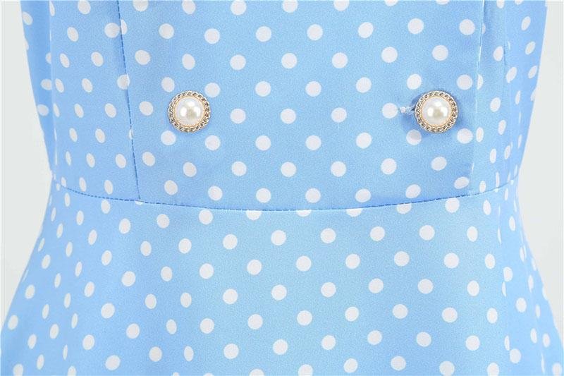 50'er Himmelblå Polka Dot Kjole