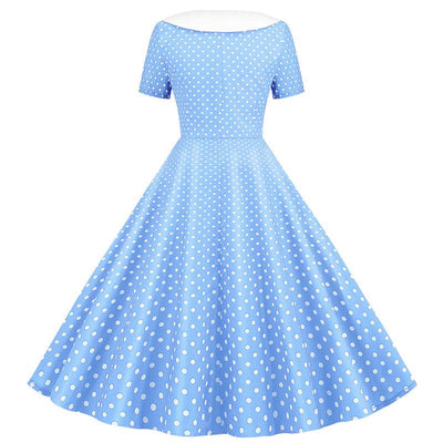 50'er Himmelblå Polka Dot Kjole