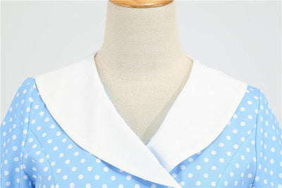 50'er Himmelblå Polka Dot Kjole