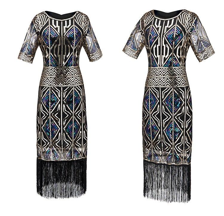 Vintage 20'er Gatsby Lang Guldkjole