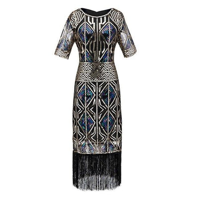 Vintage 20'er Gatsby Lang Guldkjole