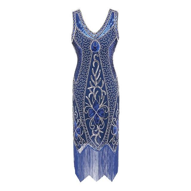 Vintage 20'er Plus Size Charleston Kjole Blå