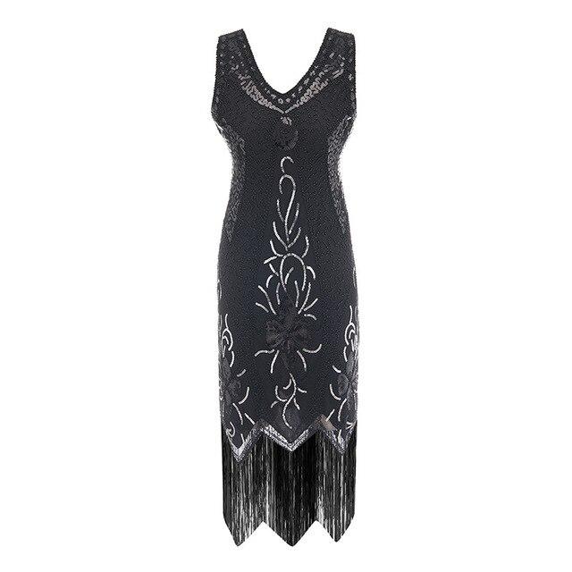 Vintage 20'er Plus Size Charleston Kjole Sort