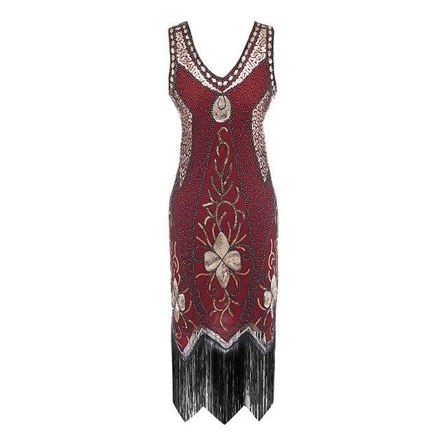 Vintage 20'er Plus Size Rød Charleston-Kjole