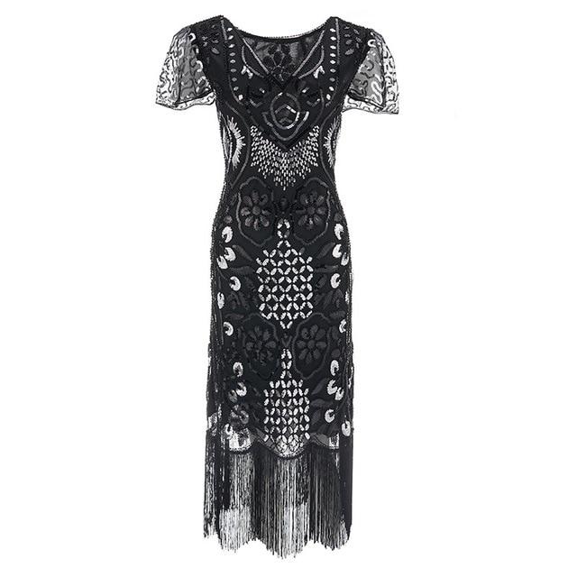 Vintage 20'er Plus Size Kjole Sort