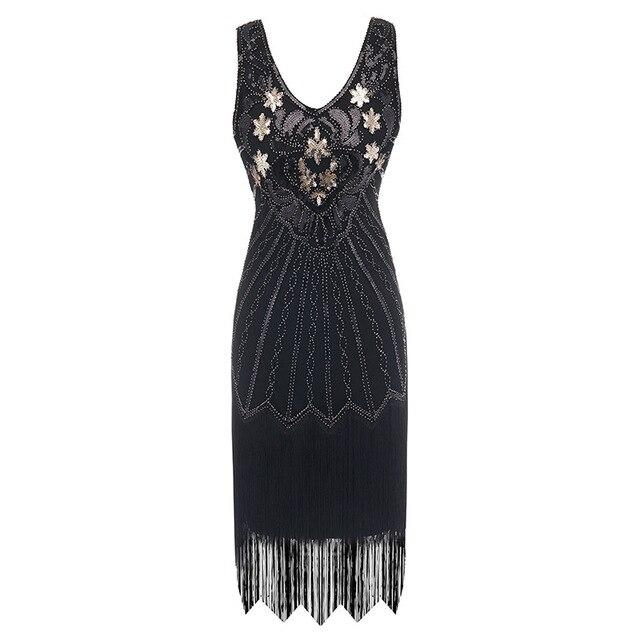 Vintage 20'er Plus Size Kjole Sort Guld