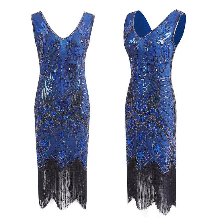 Vintage 20'er Paris Blå Kjole