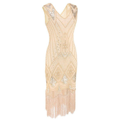 Vintage 20'er Pailletkjole Beige