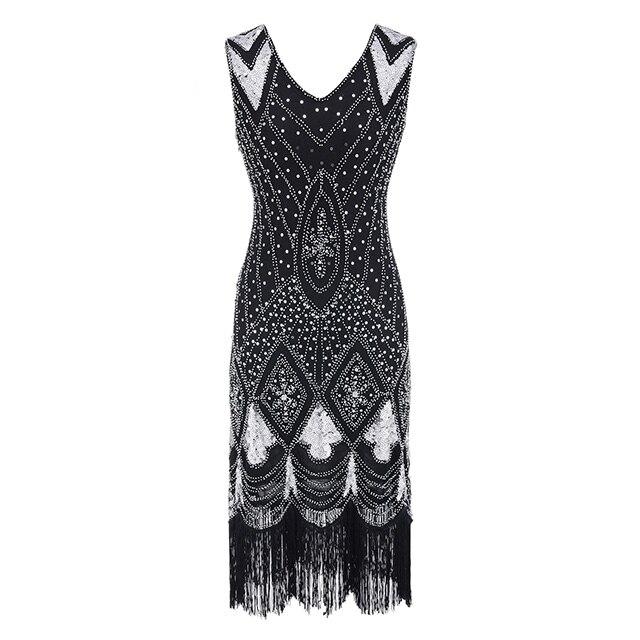 Vintage 20'er Pailletkjole Sort Sølv