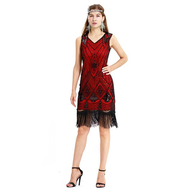 Vintage 20'er Rød Pailletkjole