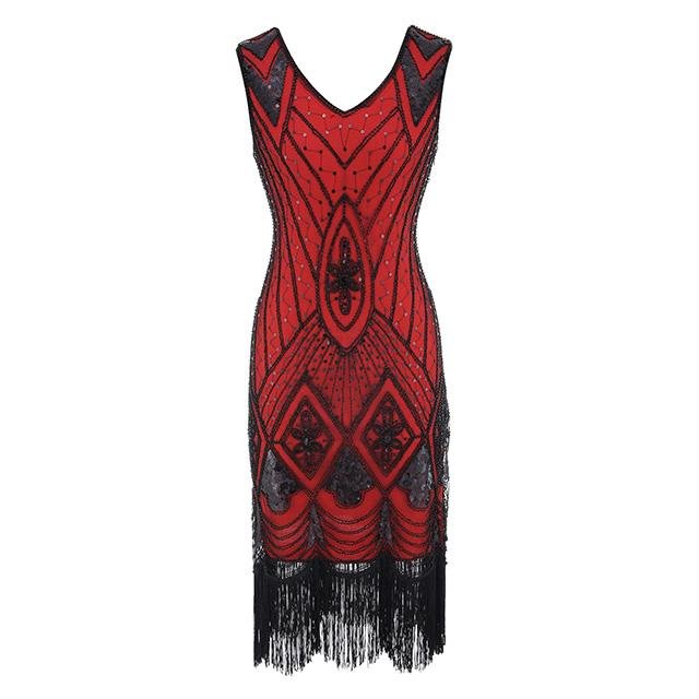 Vintage 20'er Rød Pailletkjole