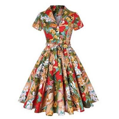 Vintage Kjole Plus Størrelse 60'er Pin Up