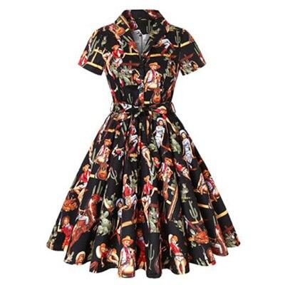 Vintage Plus Size 60'er Pinup Sort Kjole