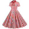 Rød Vintage Retro Stribet Kjole