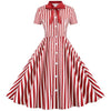 Rød Vintage Retro Stribet Kjole