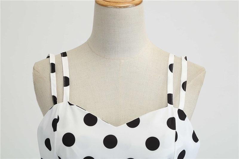 Vintage Rockabilly Kjole Hvide Polka Dots
