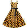 Vintage Rockabilly Kjole, Gule Prikker