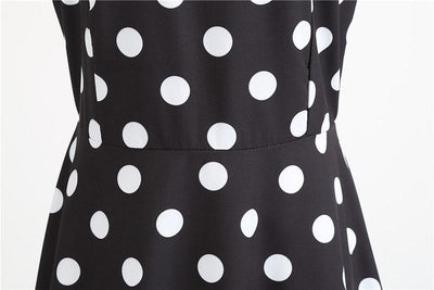 Vintage Rockabilly Kjole Sort Hvid Polka Dots