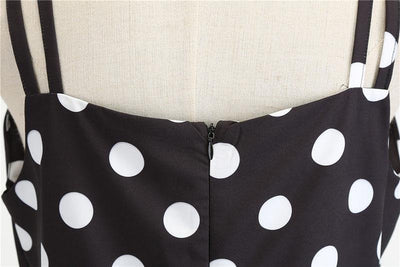 Vintage Rockabilly Kjole Sort Hvid Polka Dots