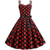 Vintage Rockabilly Kjole Sort Røde Polka Dots