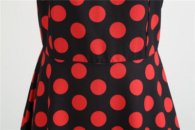 Vintage Rockabilly Kjole Sort Røde Polka Dots