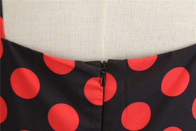 Vintage Rockabilly Kjole Sort Røde Polka Dots