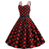 Vintage Rockabilly Kjole Sort Røde Polka Dots