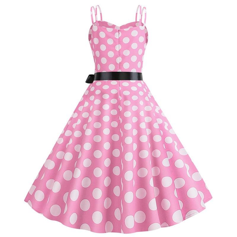 Vintage Rockabilly Kjole Pink Polka Dots
