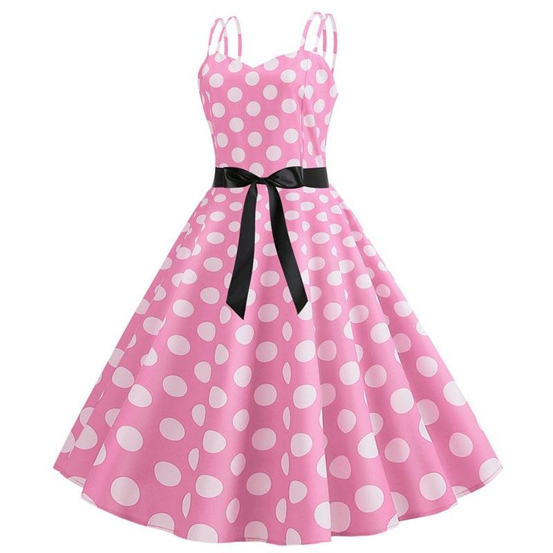 Vintage Rockabilly Kjole Pink Polka Dots