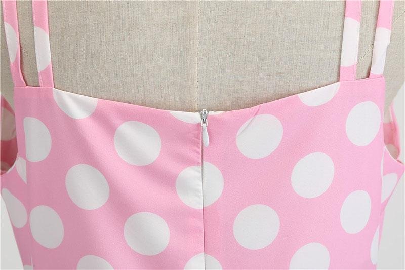 Vintage Rockabilly Kjole Pink Polka Dots
