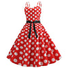 Vintage Rockabilly Kjole Rød Hvid Polka Dots