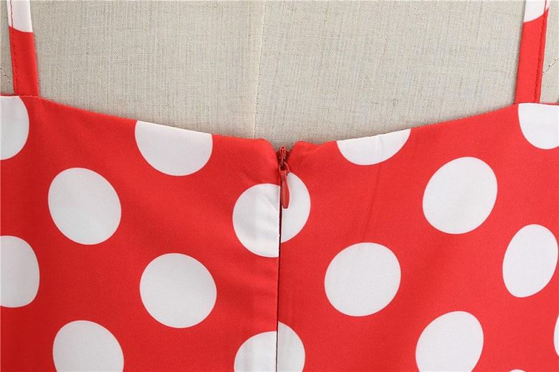 Vintage Rockabilly Kjole Rød Hvid Polka Dots