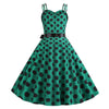 Vintage Rockabilly Kjole Polka Dot Green