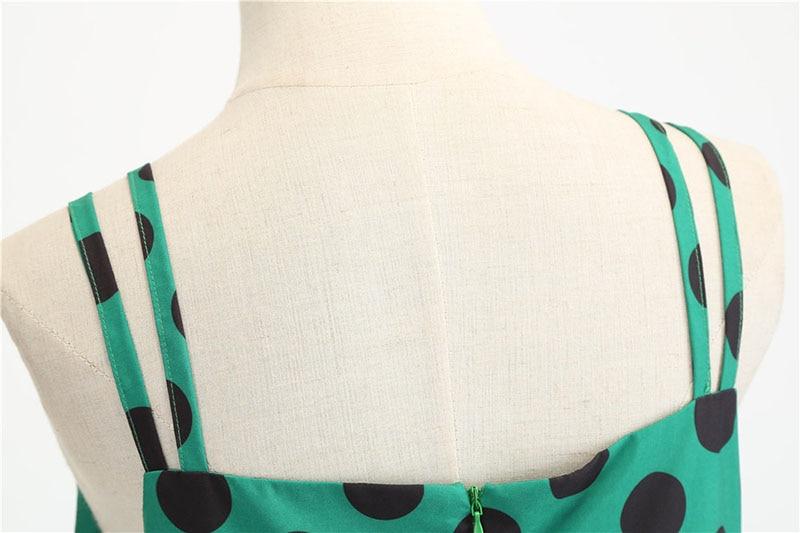 Vintage Rockabilly Kjole Polka Dot Green
