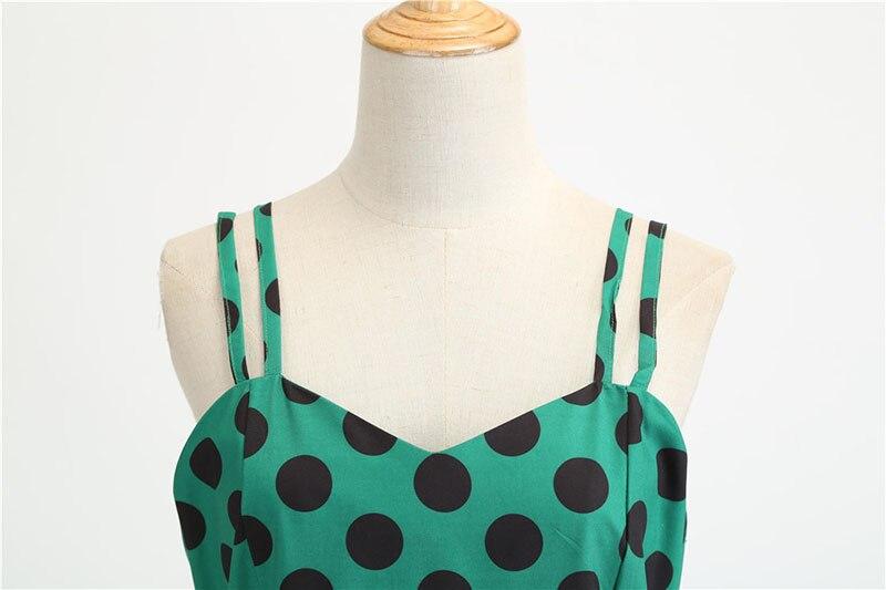 Vintage Rockabilly Kjole Polka Dot Green