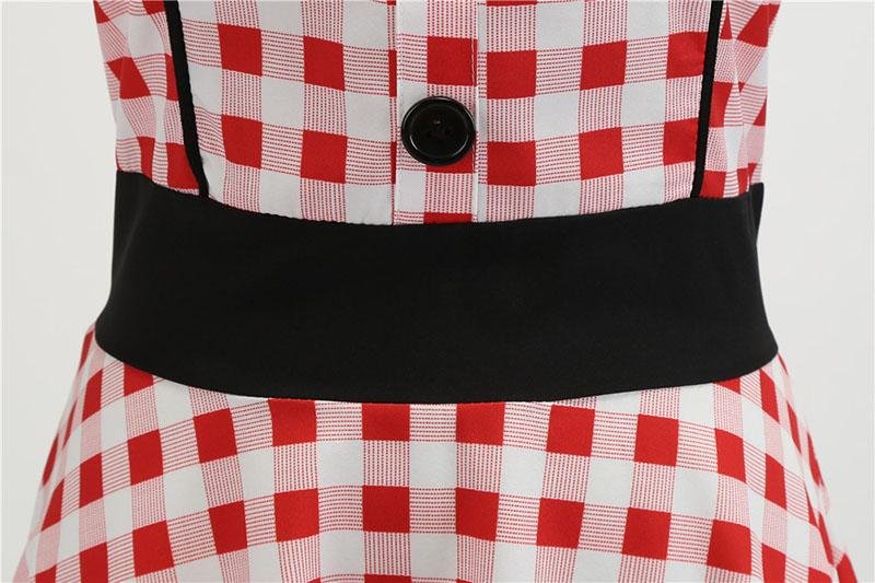 Vintage Rød Og Hvid Kjole