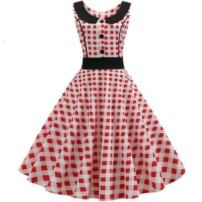 Vintage Rød Og Hvid Kjole