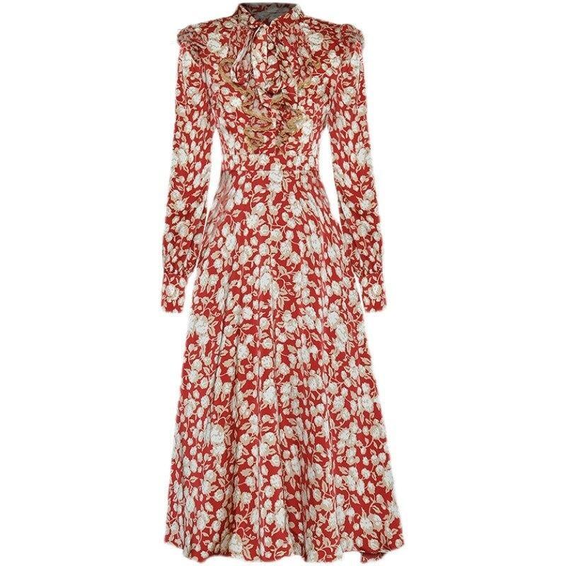 Vintage 40'er Blomsterkjole Rød