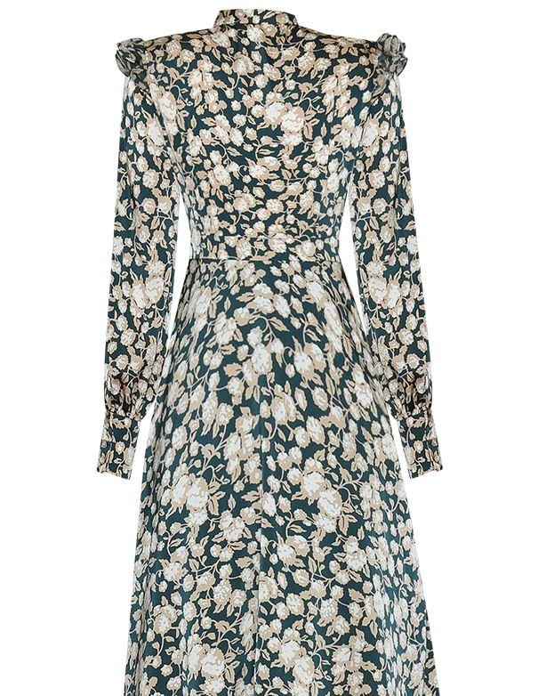 Vintage 40'er Blomsterkjole Grøn