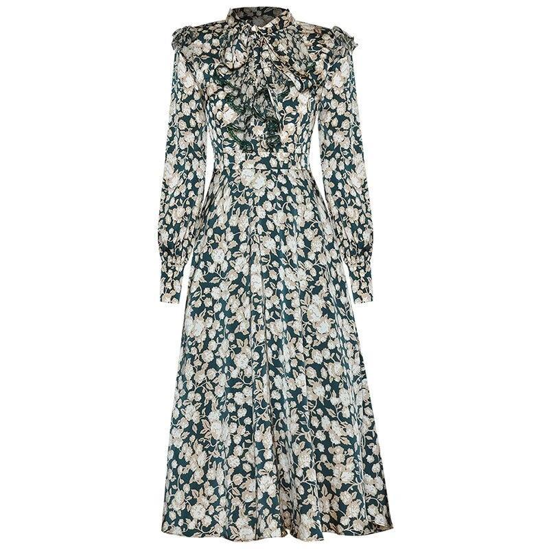 Vintage 40'er Blomsterkjole Grøn